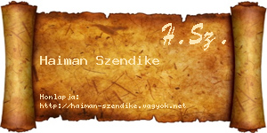 Haiman Szendike névjegykártya